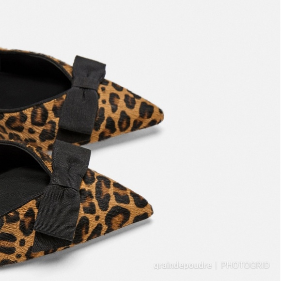 Zara Leopard Print Ponyhair Leather Kitten Heel 37 - Picture 3 of 7